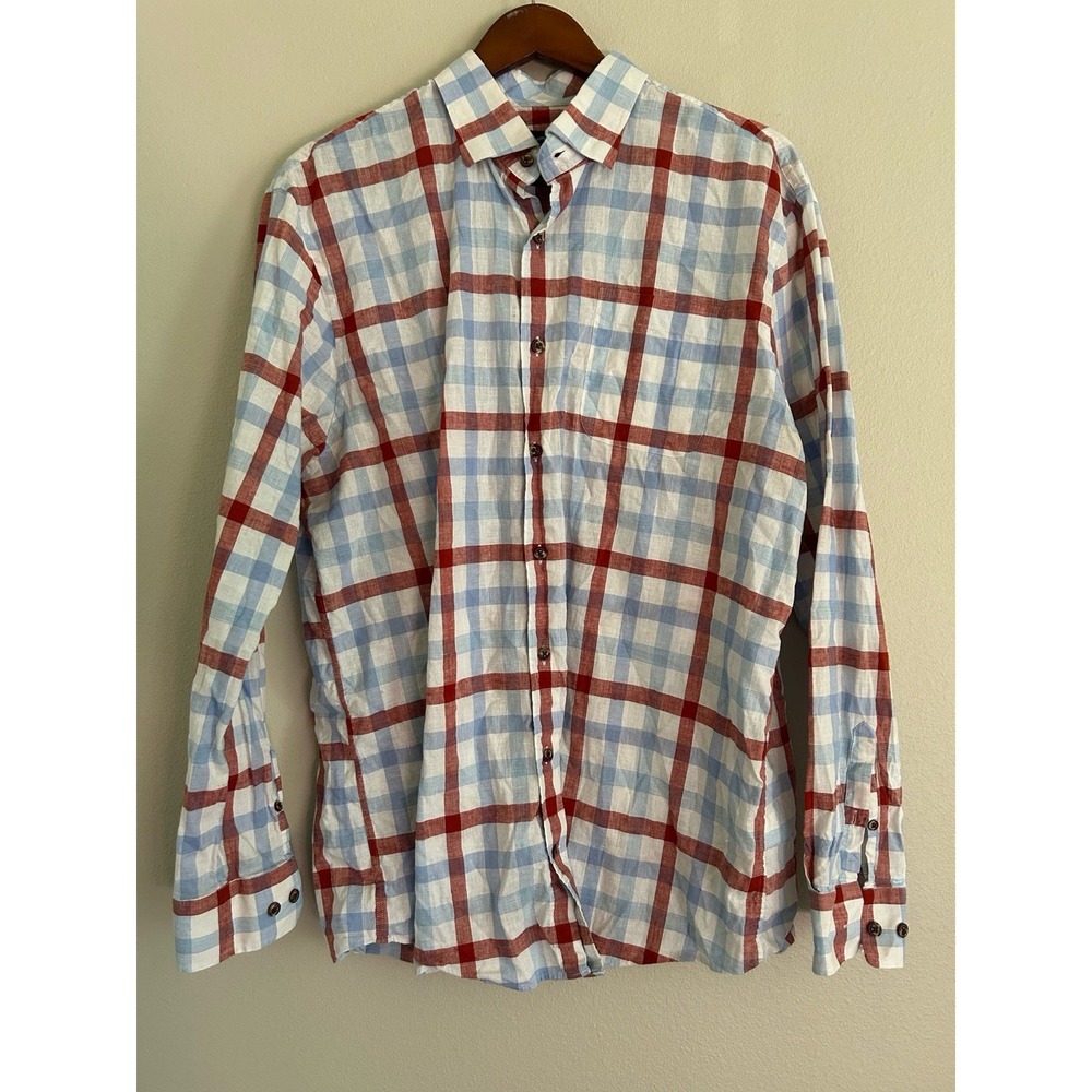 Johnnie O Tisbury Button Up‎ Shirt Men XL Top Shelf Nantucket Plaid Cotton